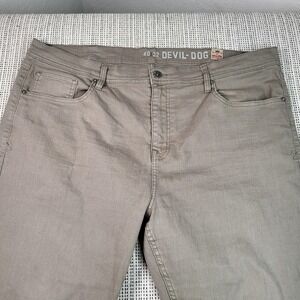 DEVIL-DOG Jeans Mens 43x32 Beige Straight Leg Denim 5 Pocket Pants Casual